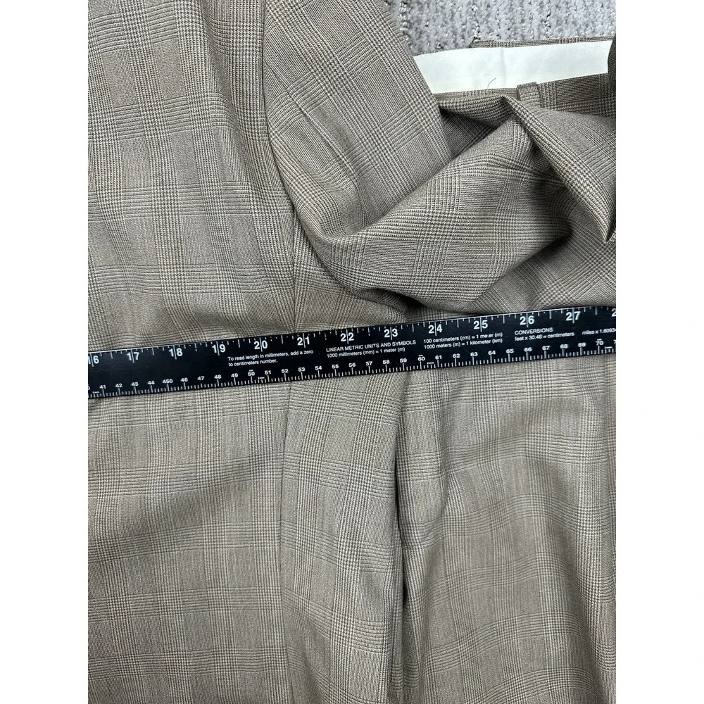 Vintage Chaps Ralph Lauren Beige Wool Glen Plaid Suit Men 46 Pleated Pants 40x32